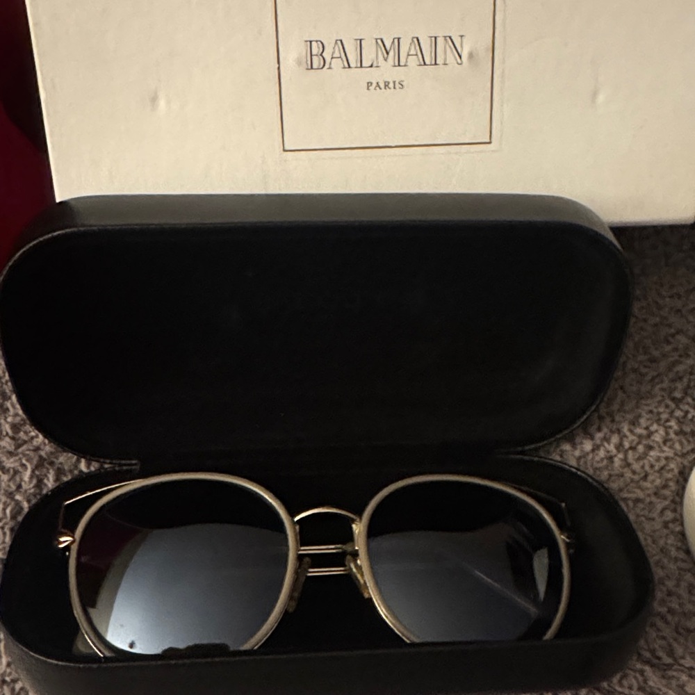 Balmain Silver and Black Sunglasses with Case